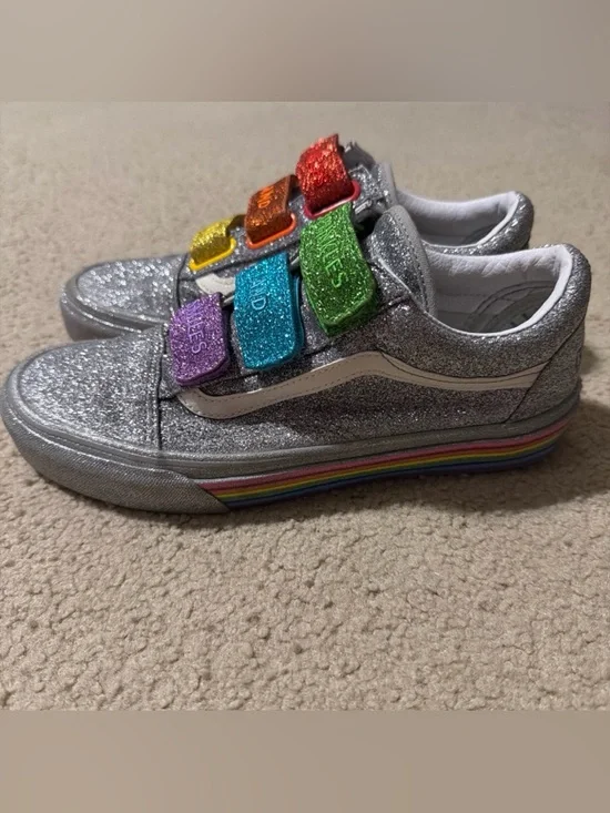 Vans Women’s Size8.5 x Flour Shop Old Skool Shoes Sneaker Glitter Rainbow Pride - Picture 1 of 10